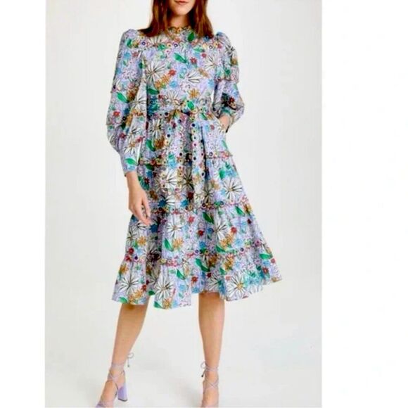 NWT Celia B Oliver MIDI Dress in Embroidered Floral Crayon XL - Picture 14 of 16